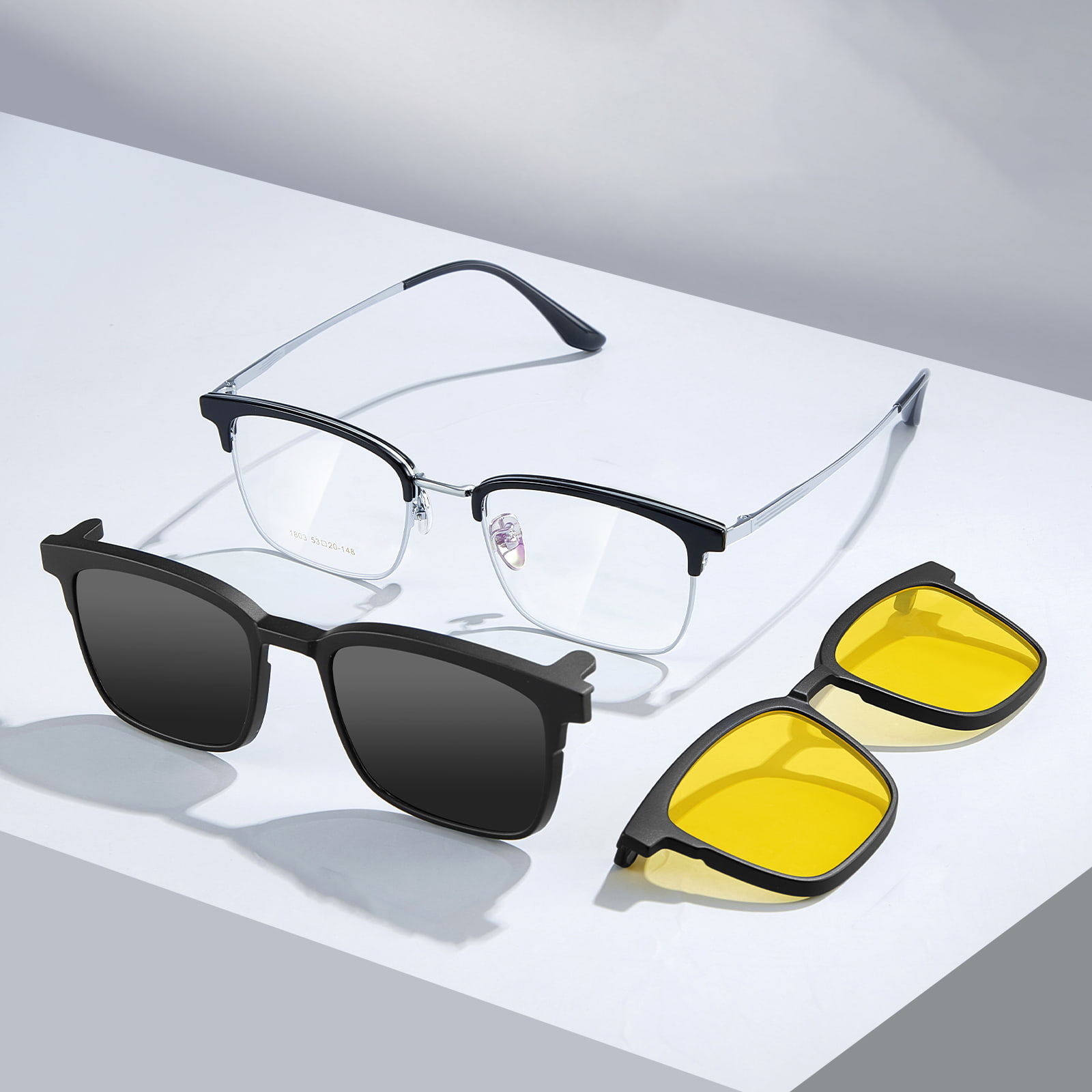ست 3 در 1 مغناطیسی قوی عینک آفتابی Driving Myopia 1803