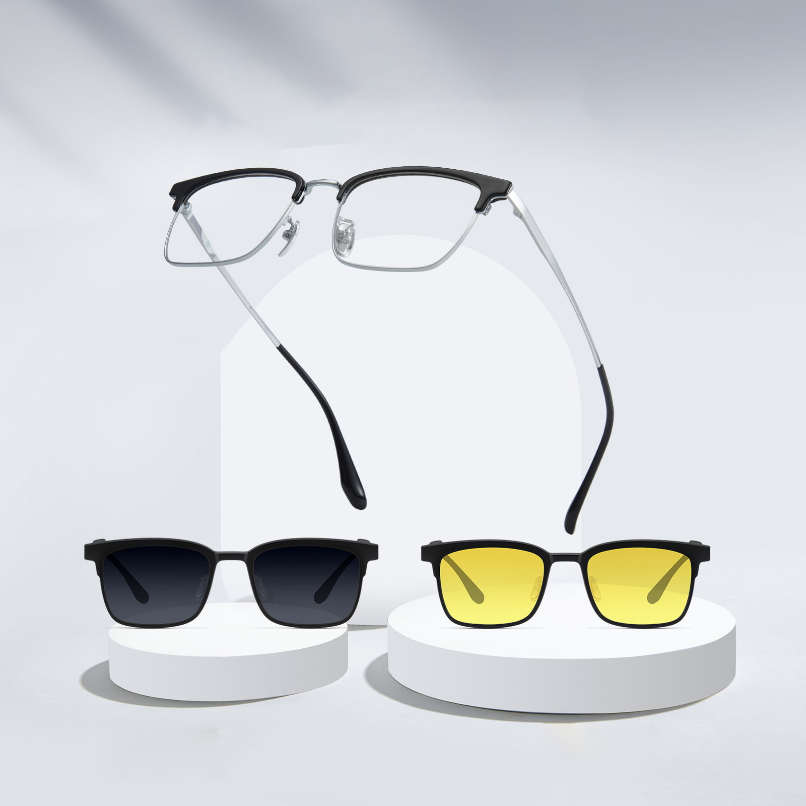 ست 3 در 1 مغناطیسی قوی عینک آفتابی Driving Myopia 1803